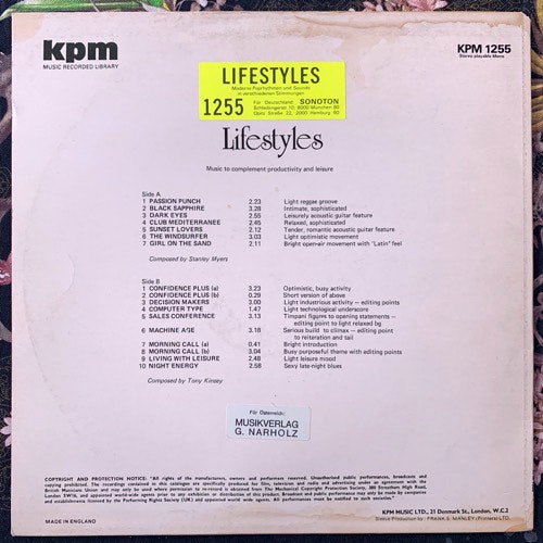 STANLEY MYERS/TONY KINSEY Lifestyles (KPM - UK original) (VG/EX) LP