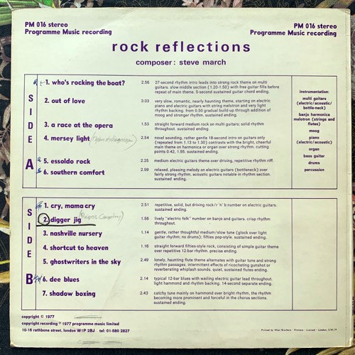 STEVE MARCH Rock Reflections (Programme Music - UK original) (VG+) LP