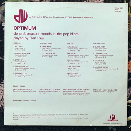 TEN PLUS Optimum (Music De Wolfe - UK original) (VG+/EX) LP