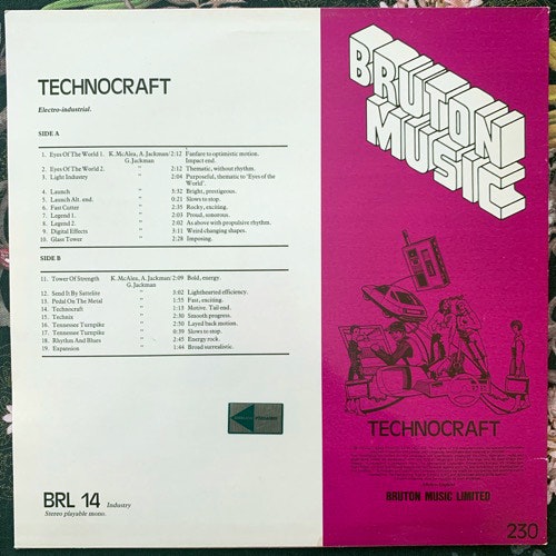 VARIOUS Technocraft (Bruton Music - UK original) (VG+/EX) LP