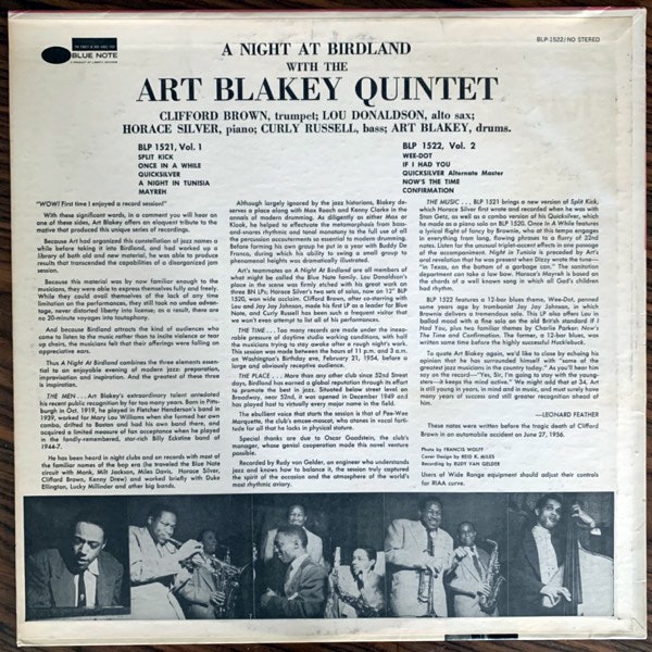 ART BLAKEY QUINTET A Night At Birdland, Volume 2 (Blue Note - USA 1963 mono repress) (VG+) LP
