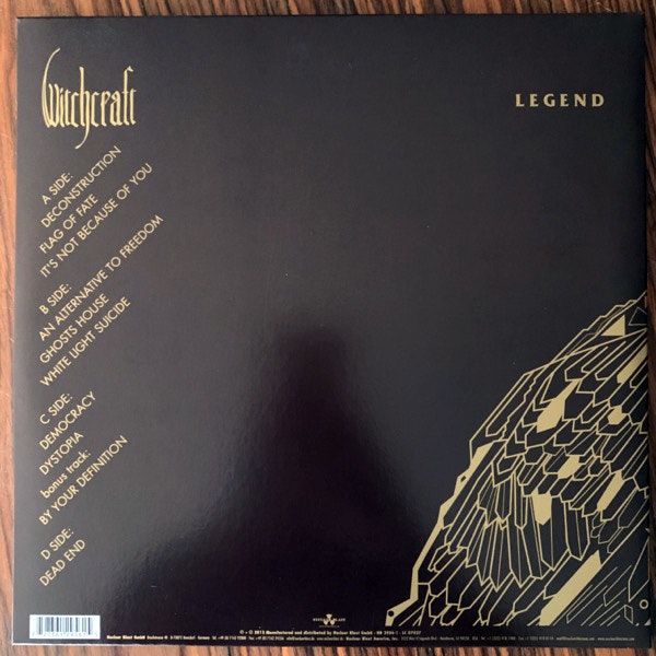 WITCHCRAFT Legend (Nuclear Blast - Europe original) (EX/NM) 2LP