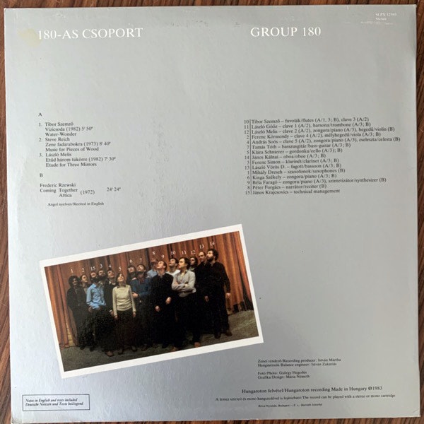 GROUP 180 Reich / Rzewski / Melis / Szemző (Hungaroton - Hungary original) (VG+/NM) LP