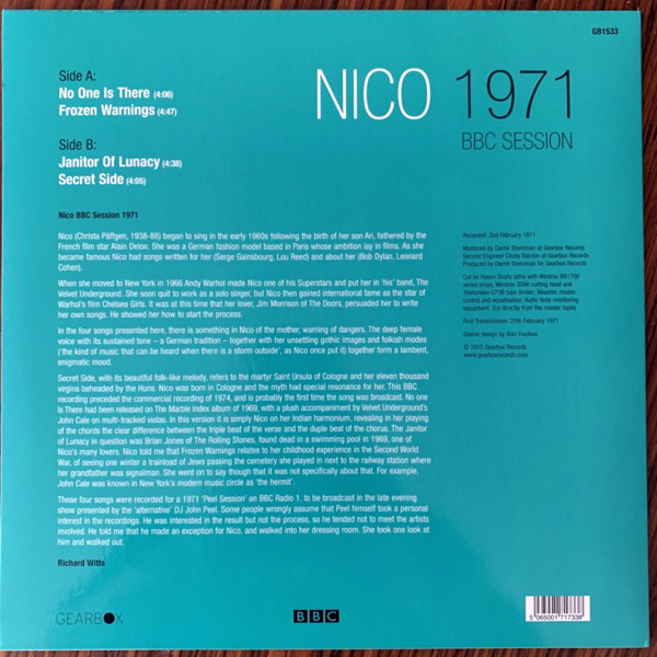 NICO BBC Session 1971 (Gearbox - UK reissue) (EX/VG+) 12"