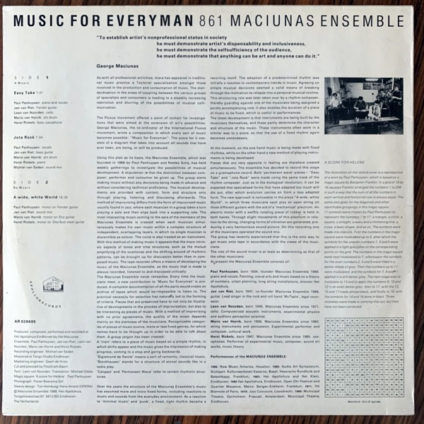 MACIUNAS ENSEMBLE Music For Everyman 861 (Apollo - Holland original) (EX) LP