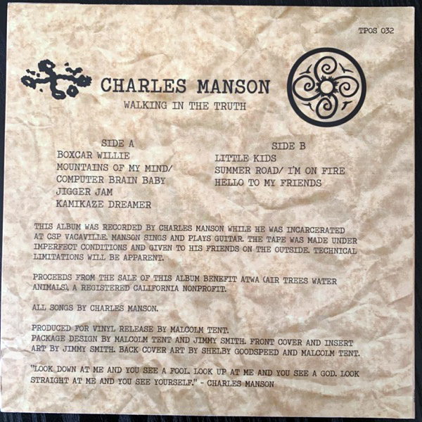 CHARLES MANSON Walking In The Truth (TPOS - USA original) (EX/NM) LP