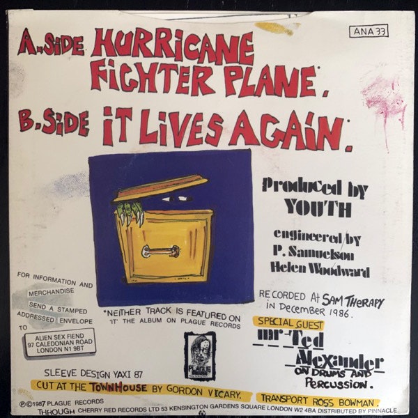 ALIEN SEX FIEND Hurricane Fighter Plane (Anagram - UK original) (VG+) 7"