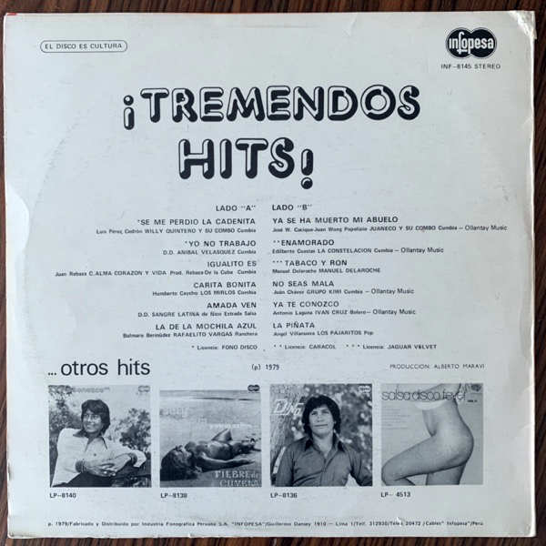 VARIOUS Tremendos Hits (Infopesa - Peru original) (VG/VG+) LP