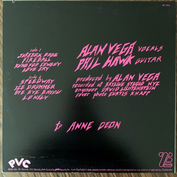 ALAN VEGA Alan Vega (PVC - USA original) (VG+/EX) LP