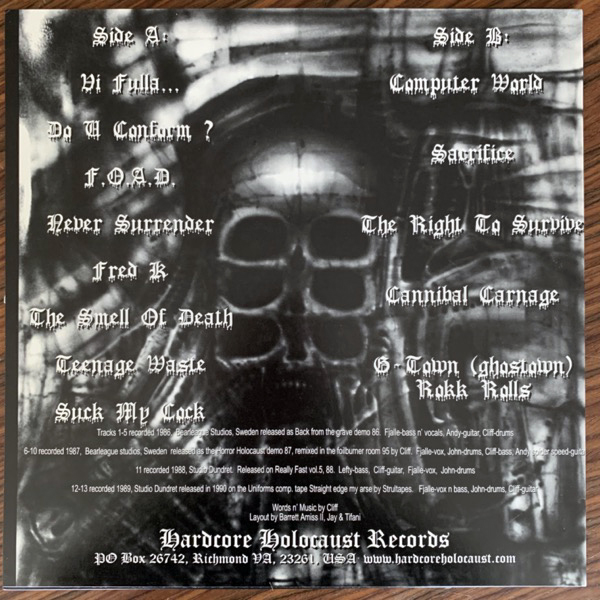 BLACK UNIFORMS Splatter Punx On Acid (Grey marbled vinyl) (Hardcore Holocaust - USA original) (EX/VG+) LP