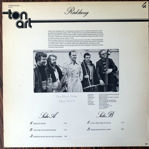 RÅKLANG Råklang (Tonart - Sweden original) (VG/VG+) LP