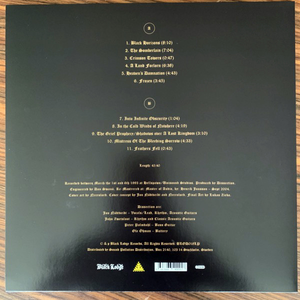 DISSECTION The Somberlain (Gold vinyl) (Black Lodge - Sweden reissue) (EX/NM) LP