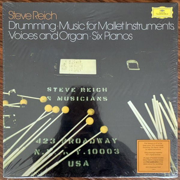 STEVE REICH Drumming / Music For Mallet Instruments, Voices And Organ / Six Pianos (Deutsche Grammophon - Germany reissue) (SS) 3LP BOX