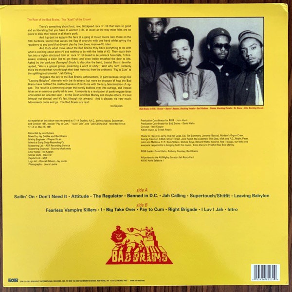 BAD BRAINS Bad Brains (ROIR - USA reissue) (VG+/EX) LP