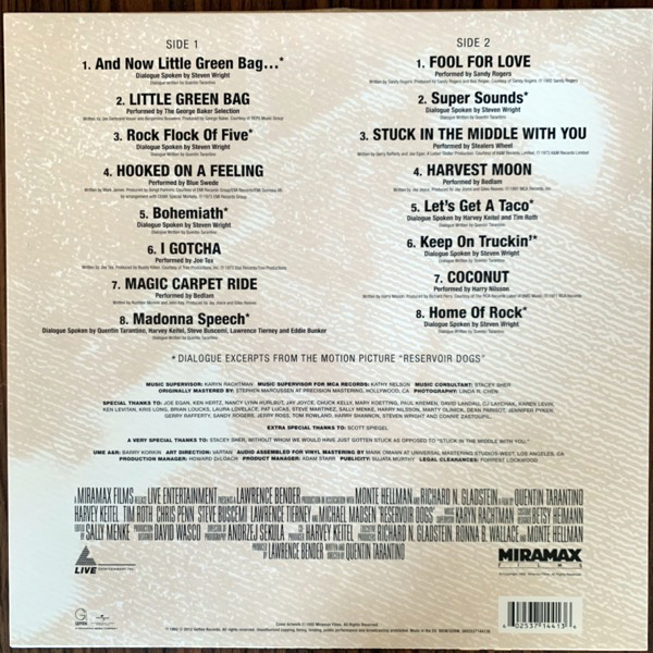 SOUNDTRACK Reservoir Dogs (Orange vinyl) (Geffen - Europe reissue) (VG+/EX) LP