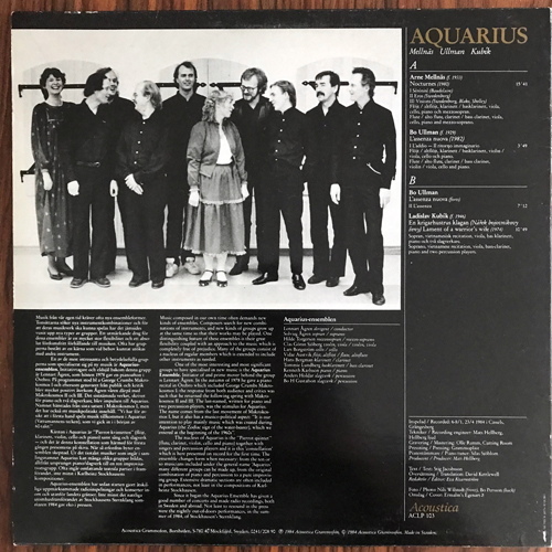 ARNE MELLNÄS, BO ULLMAN, LADISLAV KUBÍK Aquarius (Acoustica Grammofon - Sweden original) (VG+/EX) LP