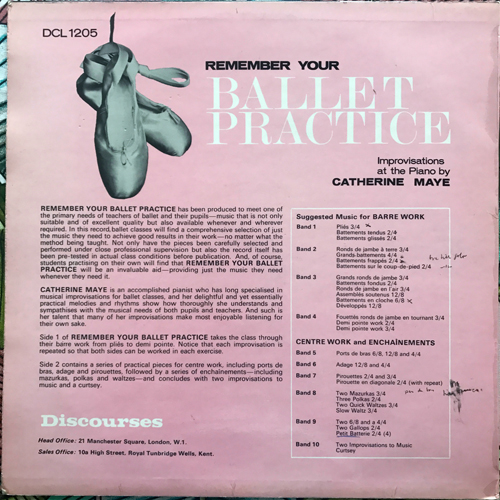 CATHERINE MAYE Remember Your Ballet Practice (Discourses - UK original) (VG+) LP