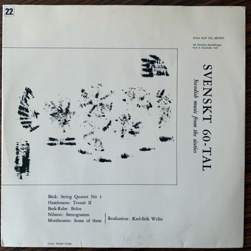 SVEN-ERIK BÄCK, BENGT HAMBRAEUS, JAN BARK, FOLKE RABE, BO NILSSON, JAN W. MORTHENSON Svenskt 60-Tal: Swedish Music From The Sixties (Artist - Sweden original) (VG+/VG) LP