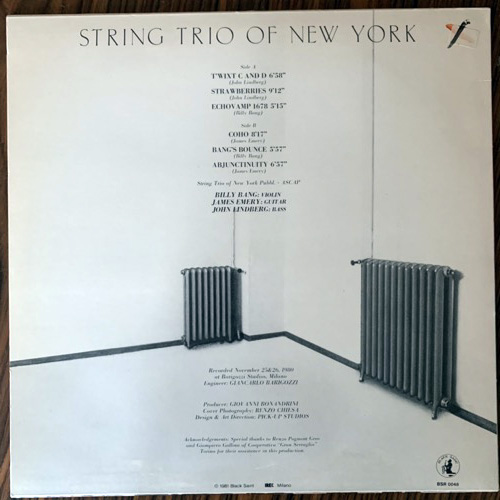STRING TRIO OF NEW YORK Area Code 212 (Black Saint - Italy original) (VG+/NM) LP