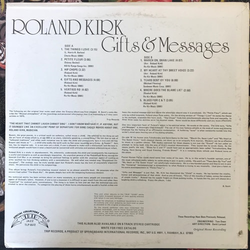 ROLAND KIRK Gifts & Messages (Trip Jazz - USA reissue) (VG/EX) LP