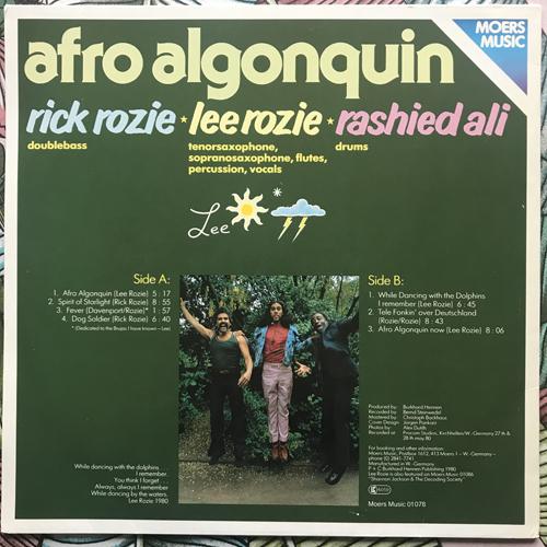 RICK ROZIE, LEE ROZIE, RASHIED ALI Afro Algonquin (Moers - Germany original) (EX) LP