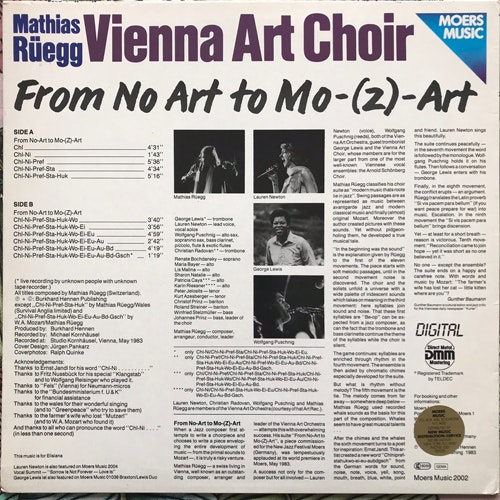 MATHIAS RÜEGG, VIENNA ART CHOIR From Art To Mo-(Z)-Art (Moers - Germany original) (VG+/EX) LP