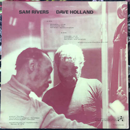 DAVE HOLLAND, SAM RIVERS Dave Holland, Sam Rivers (Improvising Artists - USA original) (VG+) LP