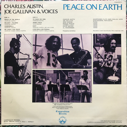 CHARLES AUSTIN, JOE GALLIVAN & VOICES Peace On Earth (Promo) (Compendium - Norway original) (VG+/VG) LP