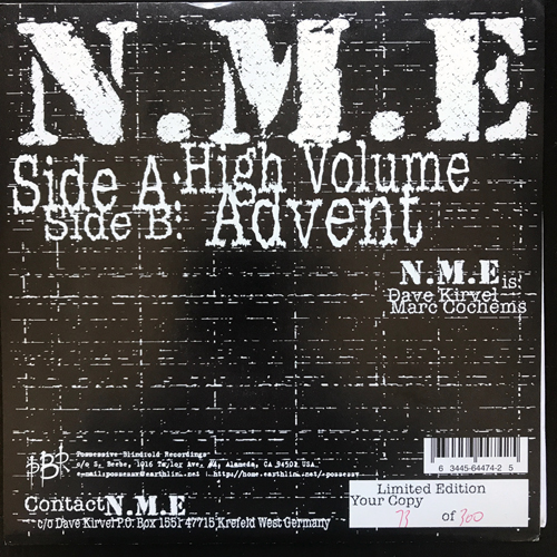 N.M.E. High Volume (Possessive Blindfold - USA original) (EX) 7"