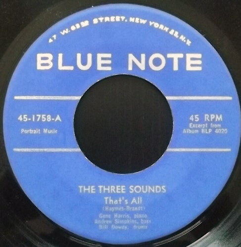 THREE SOUNDS, the That's All (Blue Note - USA original) (VG+) 7"