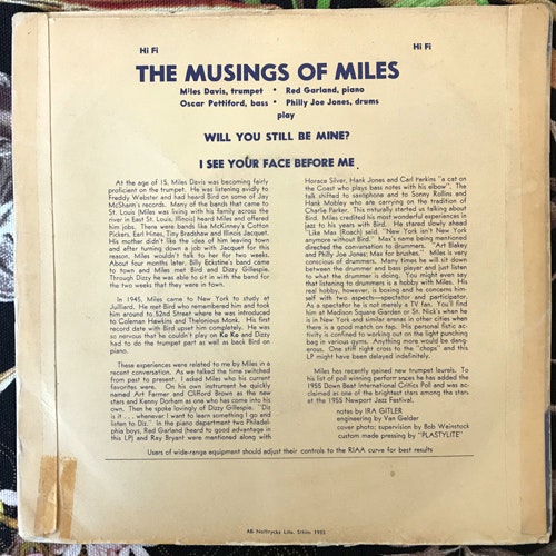 MILES DAVIS QUARTET The Musings Of Miles Vol. 1 (Metronome - Sweden original) (VG-/VG) 7"