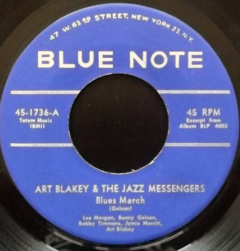 ART BLAKEY & THE JAZZ MESSENGERS Blues March (Blue Note - USA original) (VG) 7"