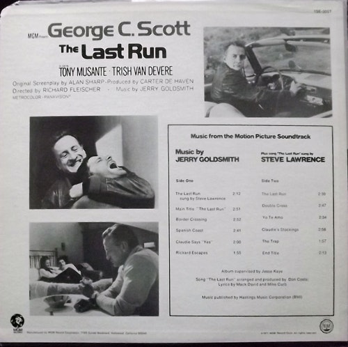 SOUNDTRACK Jerry Goldsmith ‎– The Last Run (MGM - USA original) (VG/VG+) LP