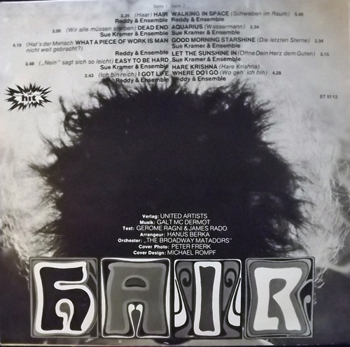 SOUNDTRACK Hair (Stereo Hit Mono - Germany early 70s reissue) (VG/VG+) LP