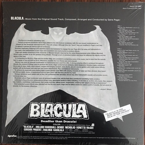 SOUNDTRACK Gene Page - Blacula (RCA - USA reissue) (NM/EX) LP