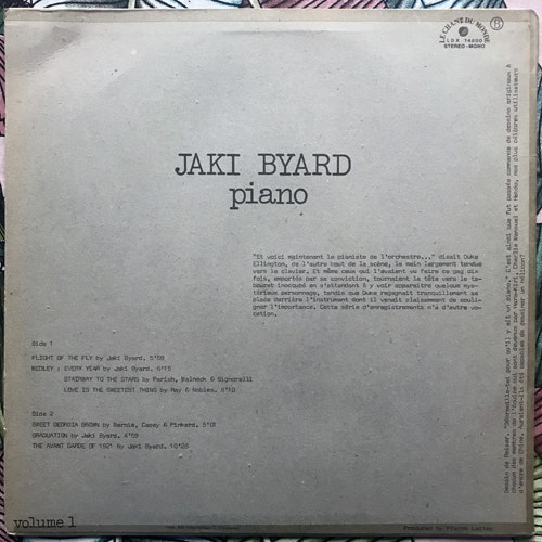 JAKI BYARD Flight Of The Fly (Le Chant Du Monde - France original) (VG/VG+) LP