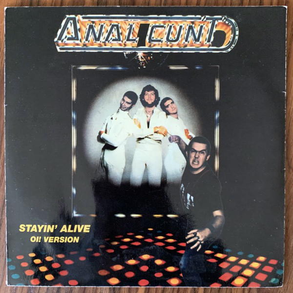 ANAL CUNT Stayin' Alive (Oi! Version) (Orange vinyl) (Earache - USA original) (VG+/EX) 7"