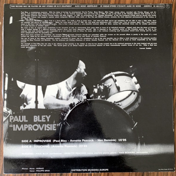 PAUL BLEY Improvisie (America - France original) (EX) LP