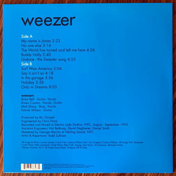 WEEZER Weezer (Back To Black - UK 2012 reissue) (NM/EX) LP