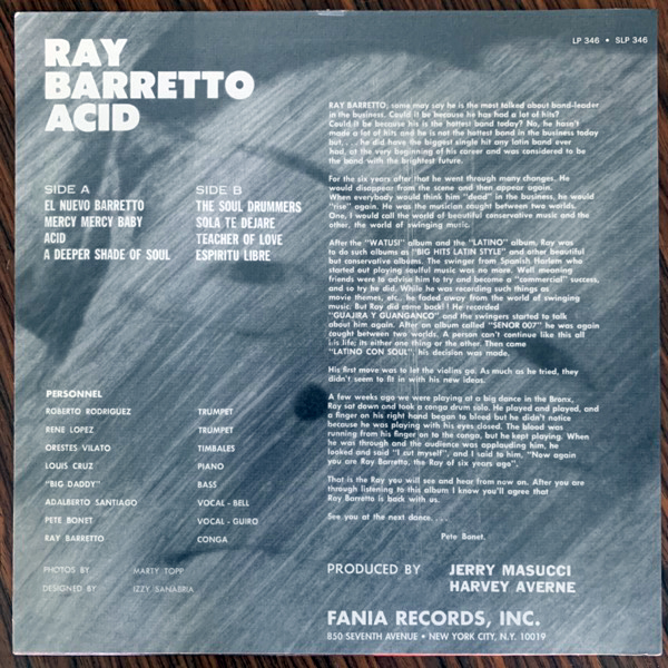 RAY BARRETTO Acid (Fania - USA reissue) (EX) LP