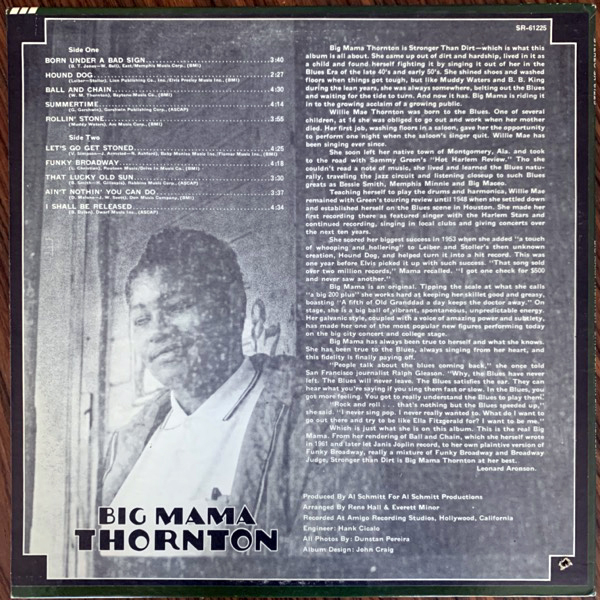 BIG MAMA THORNTON Stronger Than Dirt (Mercury - USA original) (VG+/NM) LP