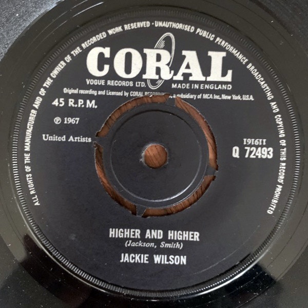 JACKIE WILSON Higher And Higher (Coral - UK original) (VG+) 7"