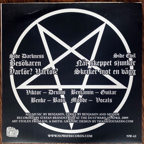 NITAD Nu Börjar Minnena Komma Tillbaka (Bathory sleeve) (No Way - USA original) (VG+/EX) 7"