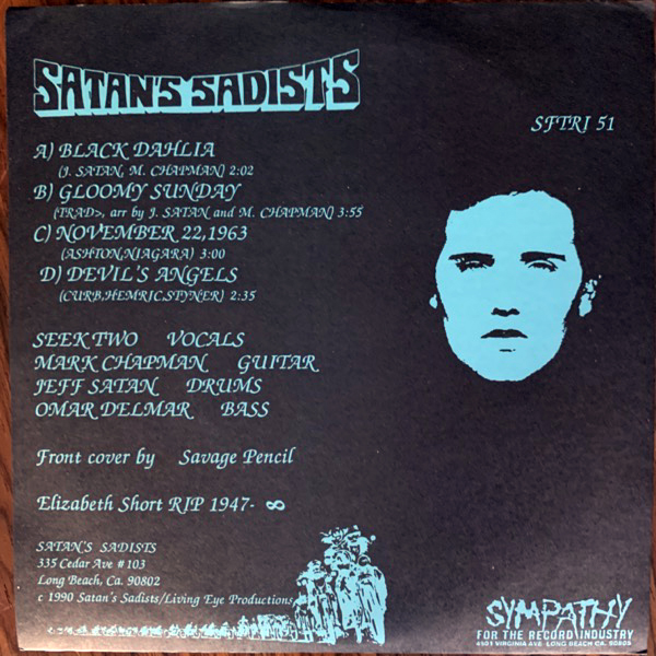 SATAN'S SADISTS Black Dahlia (Black, red vinyl) (Sympathy For The Record Industry - USA original) (VG+) 2x7"