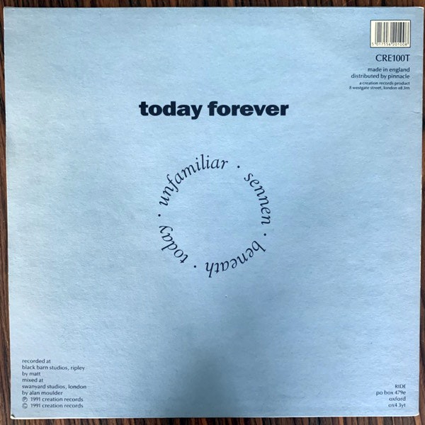 RIDE Today Forever (Creation - UK original) (VG+/VG) 12"