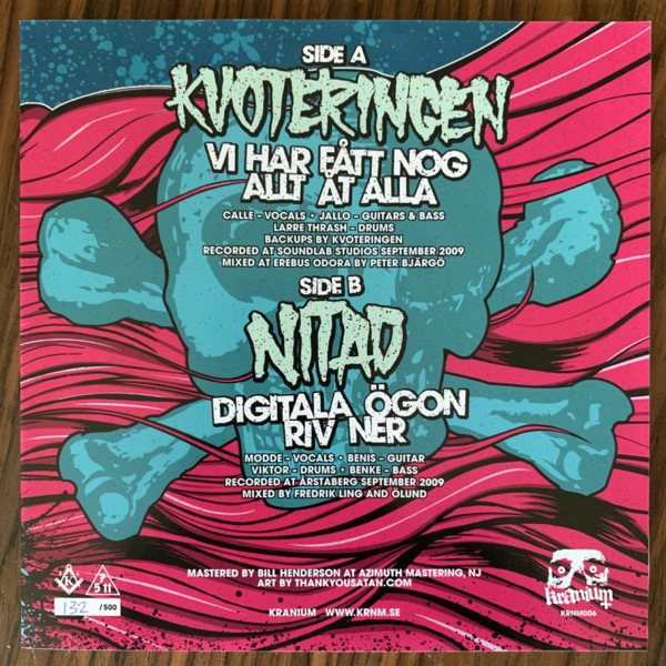 KVOTERINGEN / NITAD Fuck Your Scene Kid Vol. III (Incl. pin) (Kranium - Sweden original) (EX) 7"