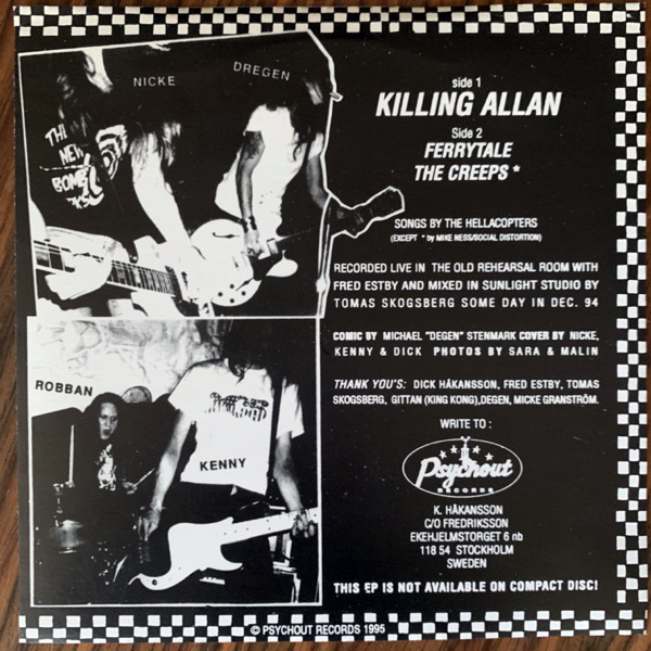 HELLACOPTERS, the Killing Allan (Yellow vinyl) (No label - Sweden reissue) (EX) 7"
