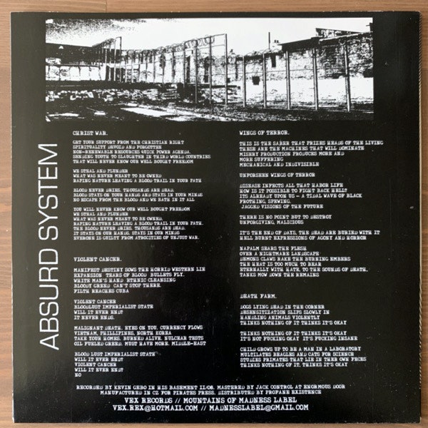 ABSURD SYSTEM Absurd System (White vinyl) (Vex - USA original) (EX) 7"