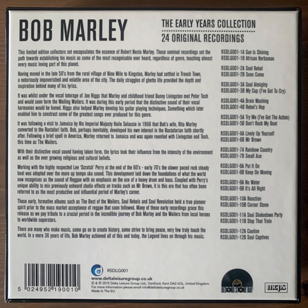 BOB MARLEY The Early Years Collection (24 Original Recordings) (Green, gold, red vinyl) (Delta - Europe original) (NM) 12x7" BOX
