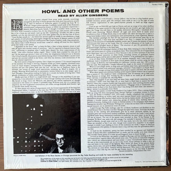 ALLEN GINSBERG Howl (Fantasy - USA reissue) (NM/EX) LP